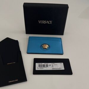 NEW Versace Sky Blue Card Holder